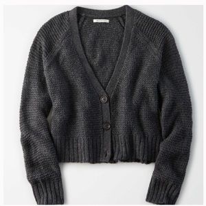 American Eagle Cropped Button Sweater
